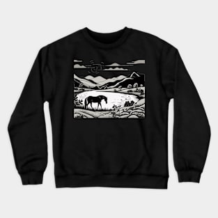 Equine Elegance: Majestic Horses in Beautiful Riding Landscape Crewneck Sweatshirt